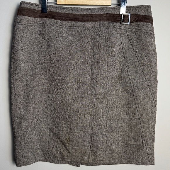 Dalia Collection Women's Wool Blend Midi Skirt Brown Size 14 Lined Slit - Picture 1 of 16
